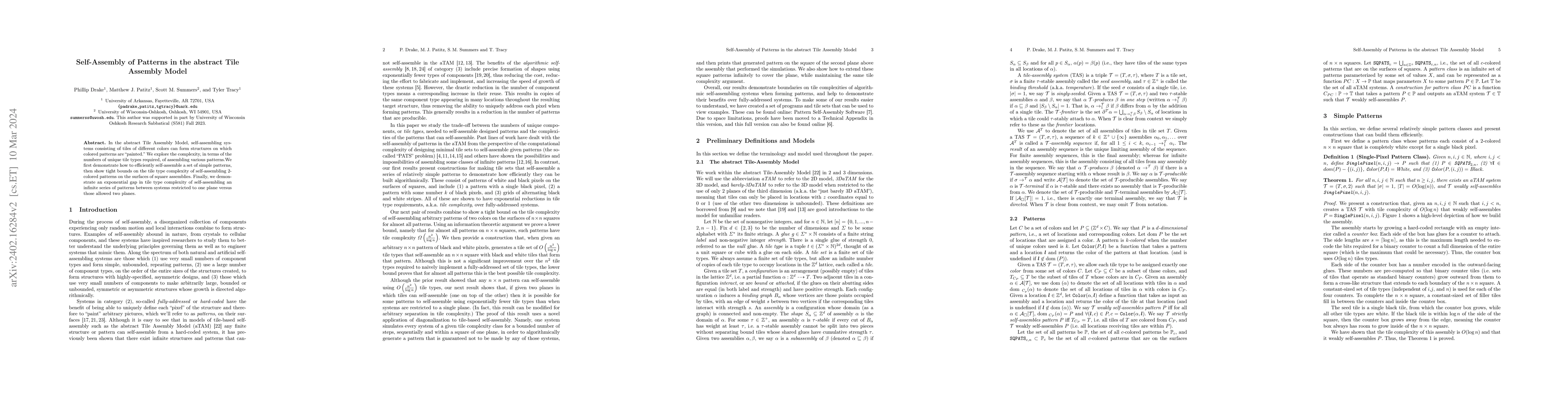 Thumbnail for Self-Assembly of Patterns in the abstract Tile Assembly Model