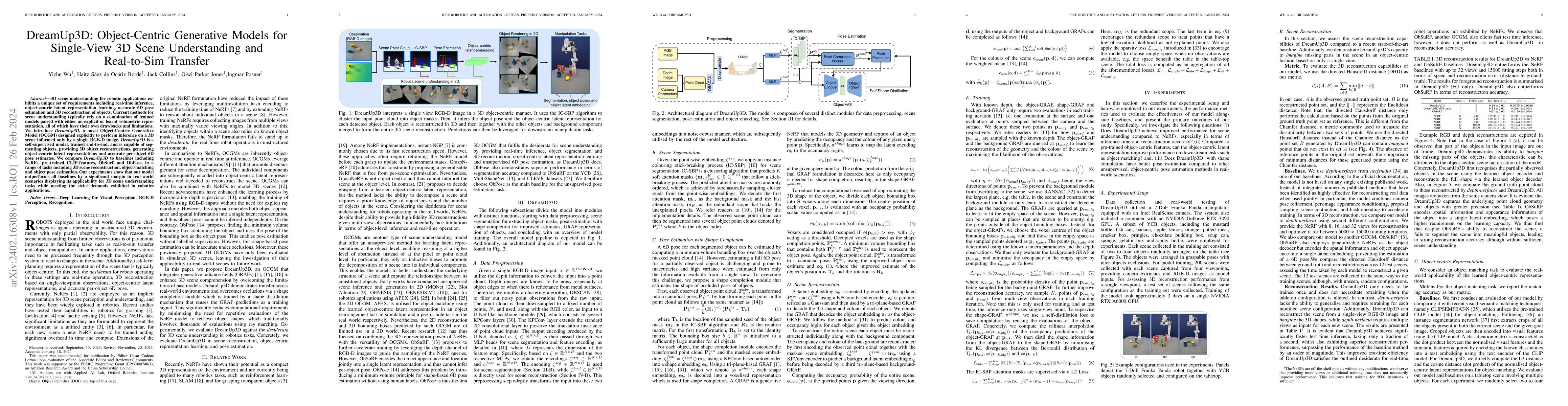 Thumbnail for DreamUp3D: Object-Centric Generative Models for Single-View 3D Scene
  Understanding and Real-to-Sim Transfer