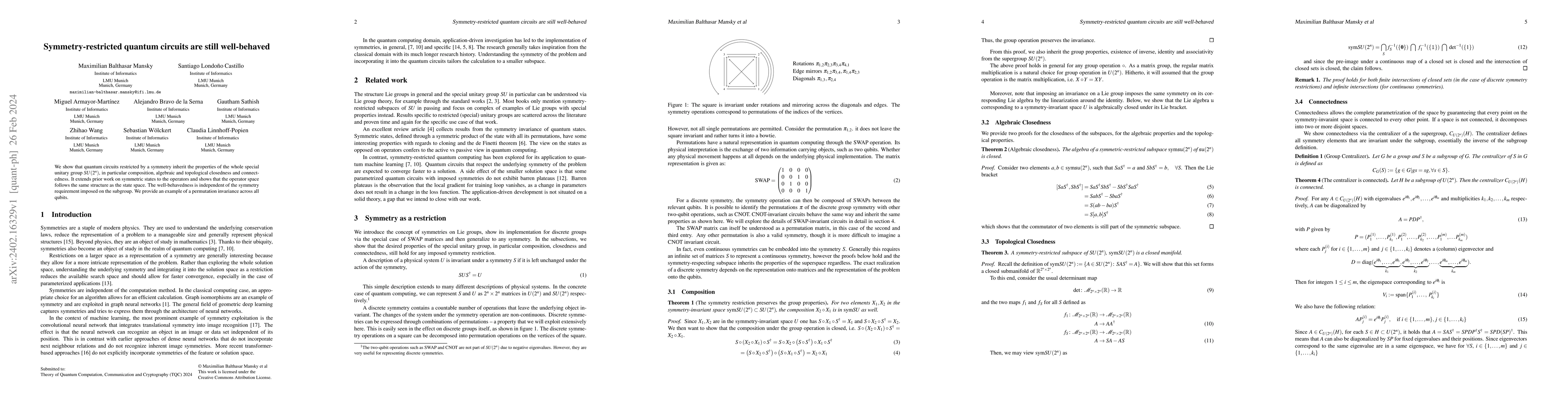 Thumbnail for Symmetry-restricted quantum circuits are still well-behaved