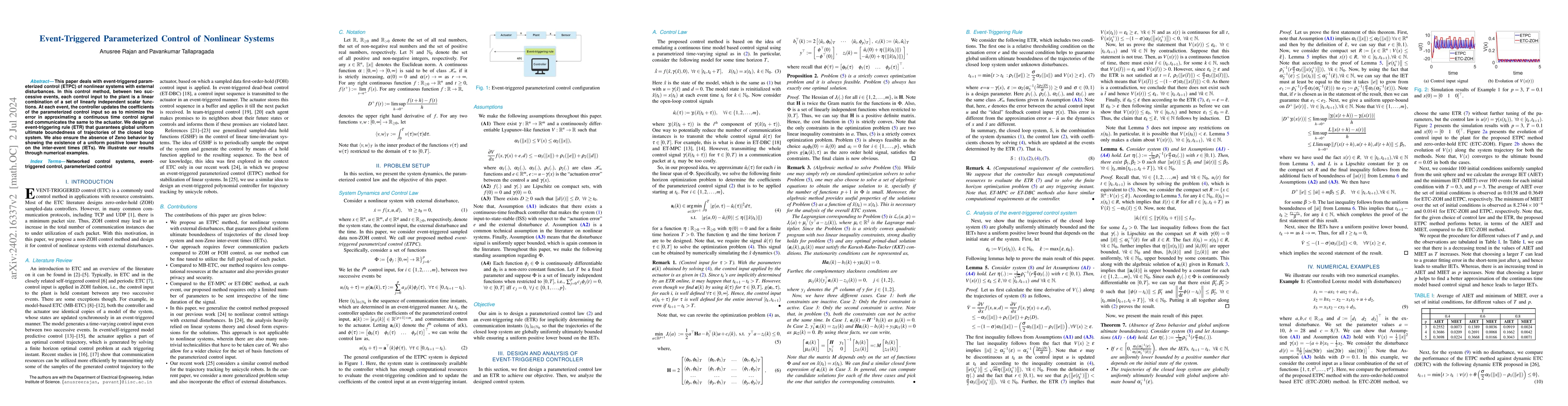 Thumbnail for Event-Triggered Parameterized Control of Nonlinear Systems