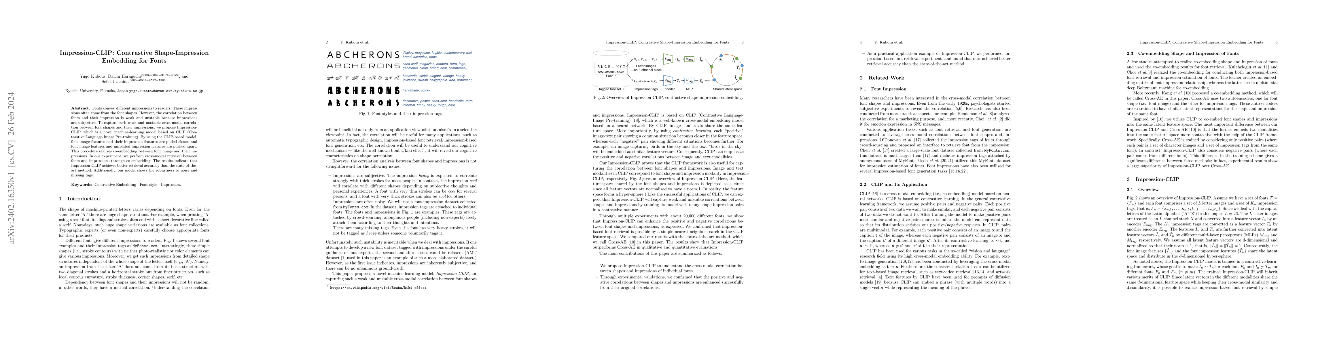 Thumbnail for Impression-CLIP: Contrastive Shape-Impression Embedding for Fonts