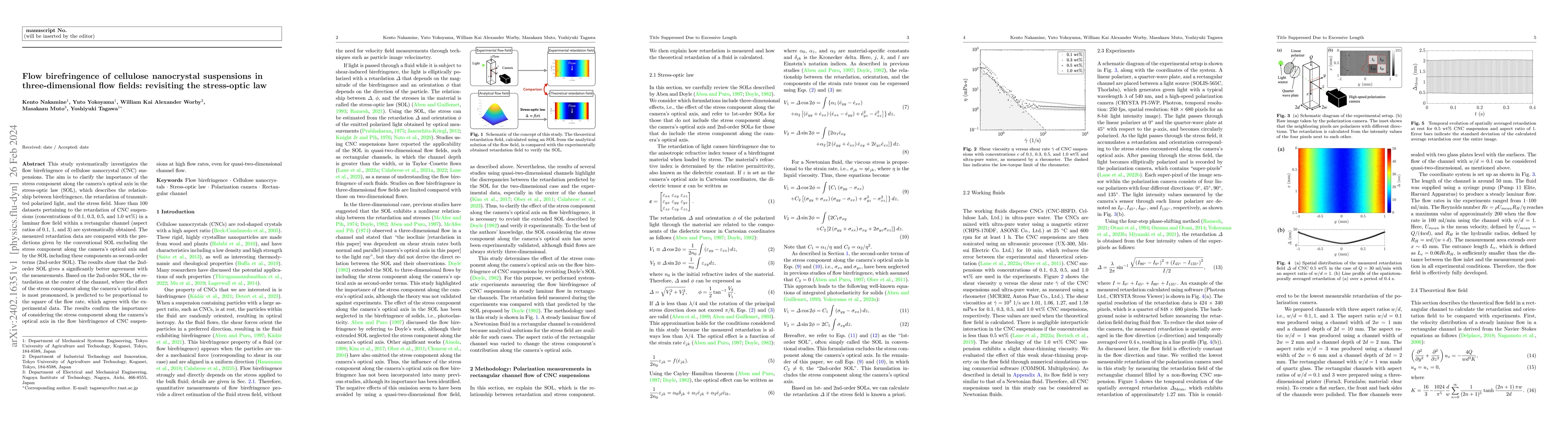 Thumbnail for Flow birefringence of cellulose nanocrystal suspensions in
  three-dimensional flow fields: revisiting the stress-optic law