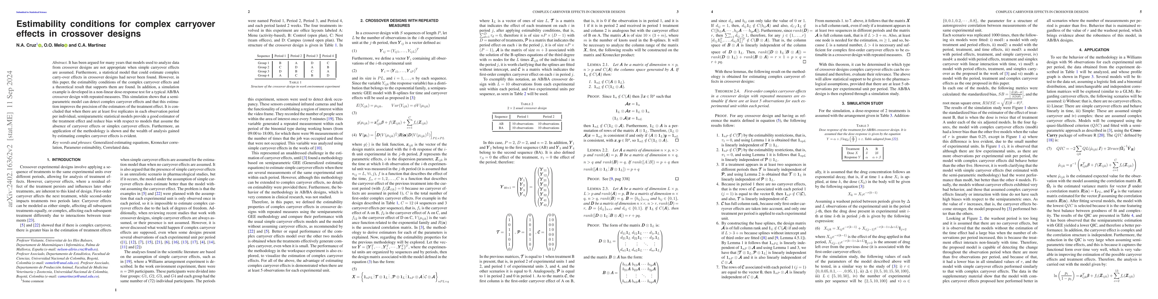 Thumbnail for Estimation of complex carryover effects in crossover designs with
  repeated measures