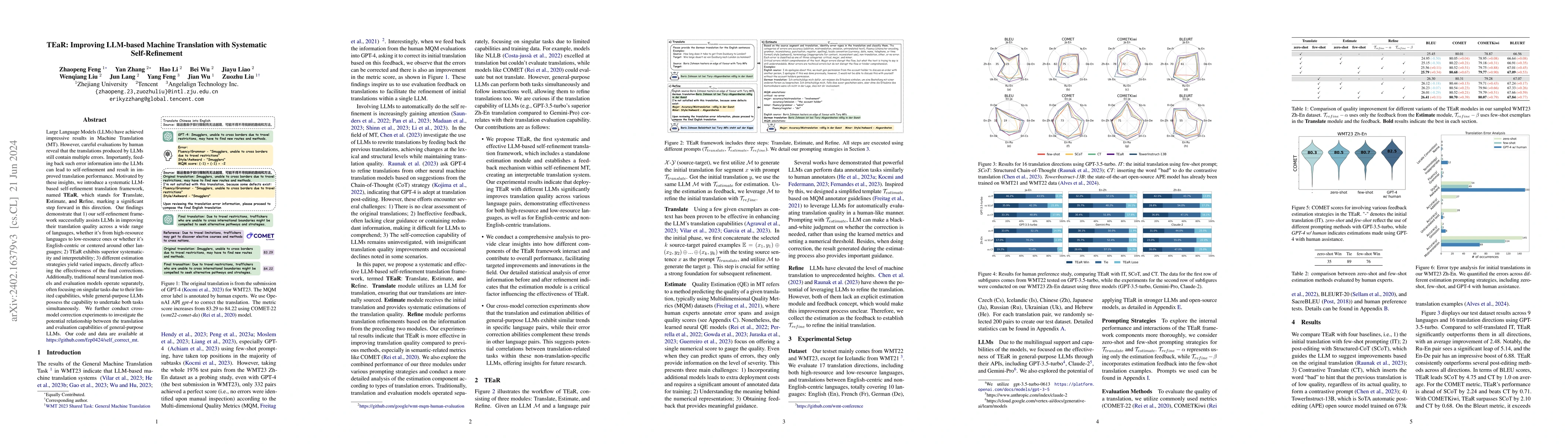 Thumbnail for TEaR: Improving LLM-based Machine Translation with Systematic
  Self-Refinement