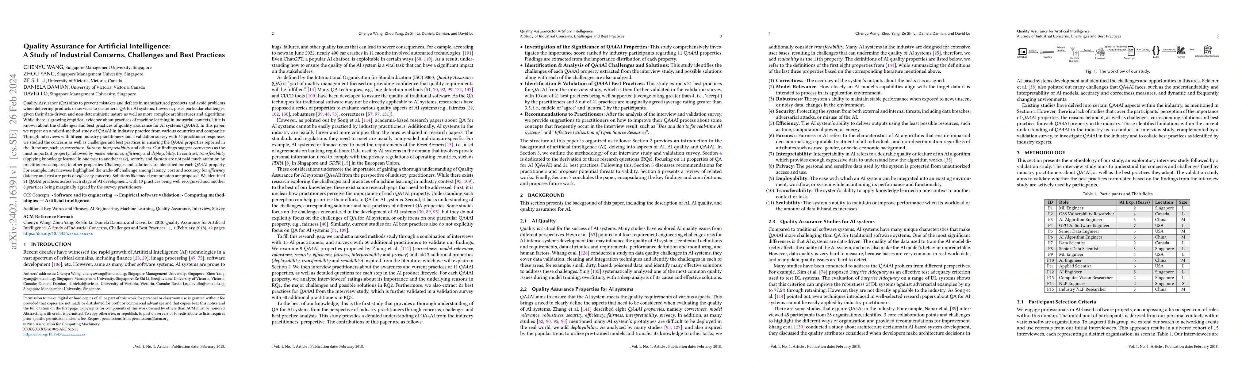 Thumbnail for Quality Assurance for Artificial Intelligence: A Study of Industrial
  Concerns, Challenges and Best Practices