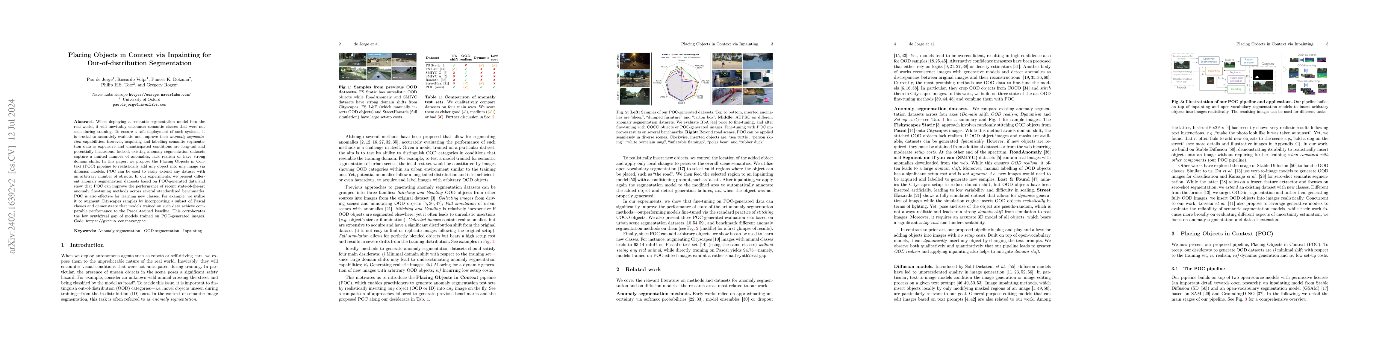 Thumbnail for Placing Objects in Context via Inpainting for Out-of-distribution
  Segmentation