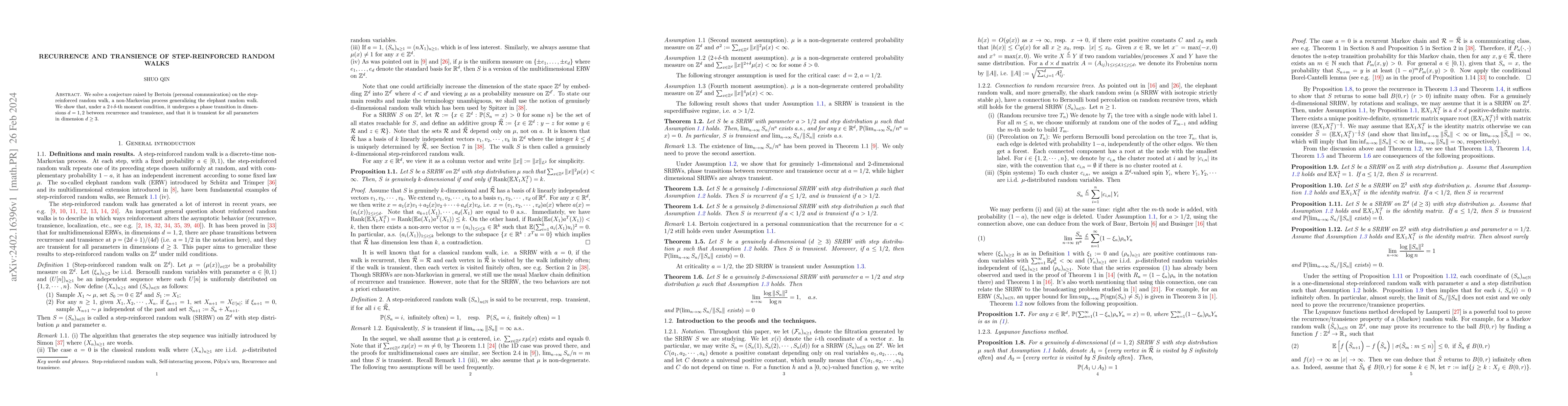 Thumbnail for Recurrence and transience of step-reinforced random walks