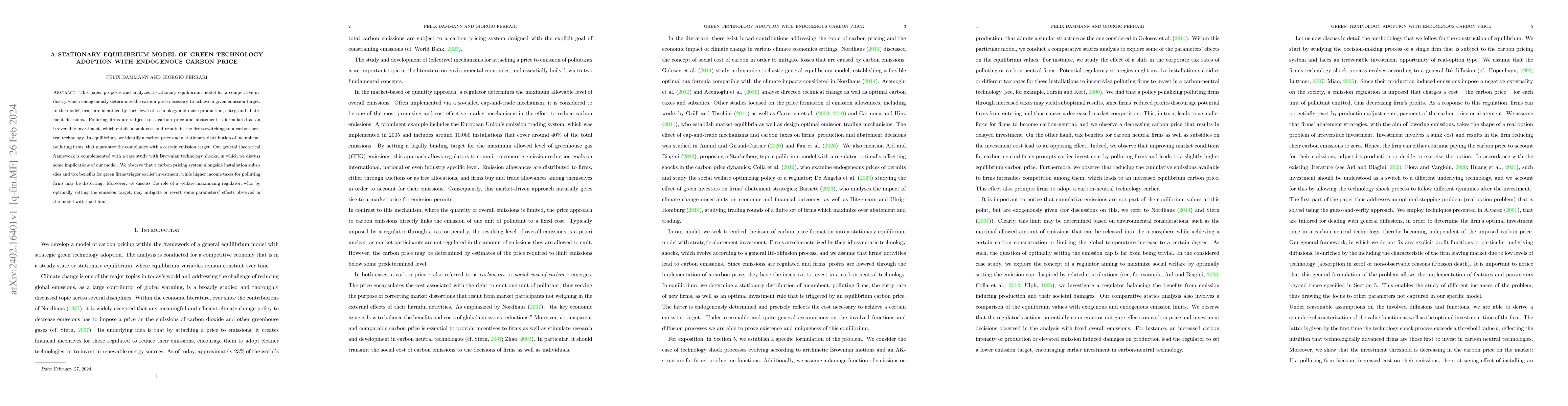 Thumbnail for A Stationary Equilibrium Model of Green Technology Adoption with
  Endogenous Carbon Price