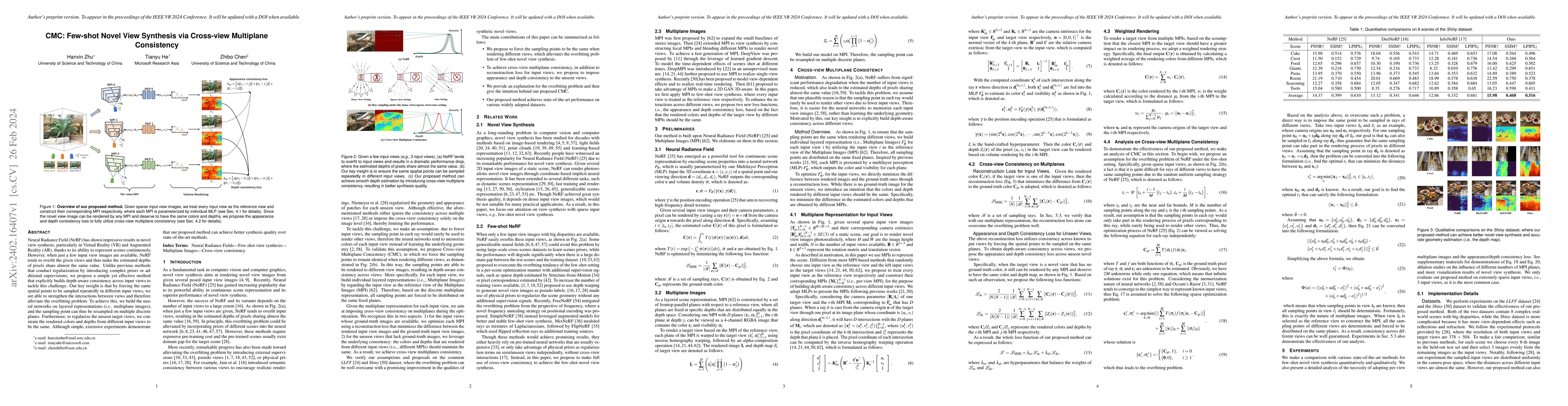 Thumbnail for CMC: Few-shot Novel View Synthesis via Cross-view Multiplane Consistency