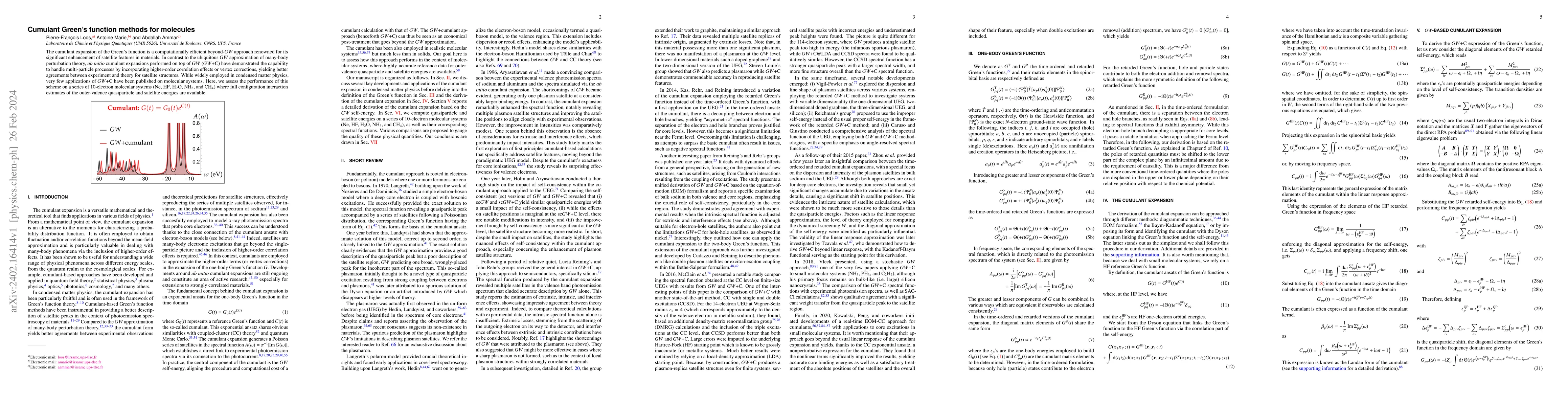 Thumbnail for Cumulant Green's function methods for molecules