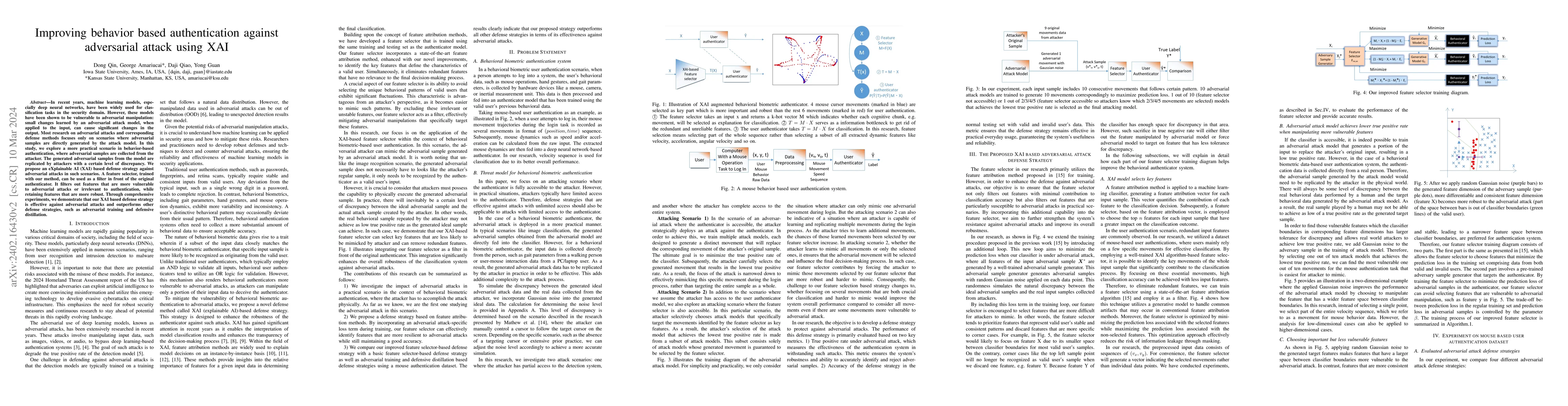 Thumbnail for Improving behavior based authentication against adversarial attack using
  XAI