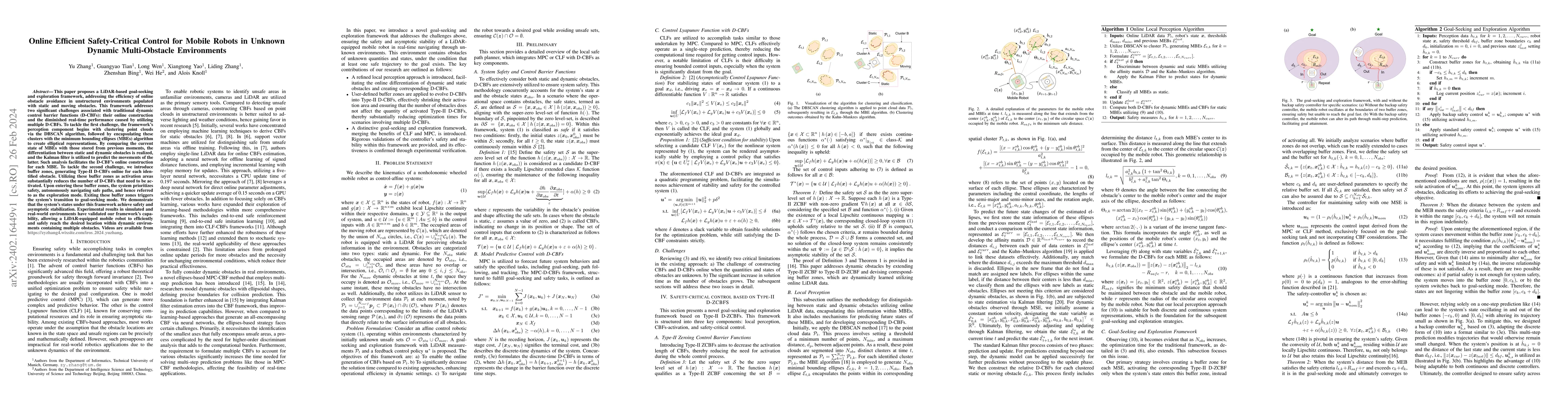 Thumbnail for Online Efficient Safety-Critical Control for Mobile Robots in Unknown
  Dynamic Multi-Obstacle Environments