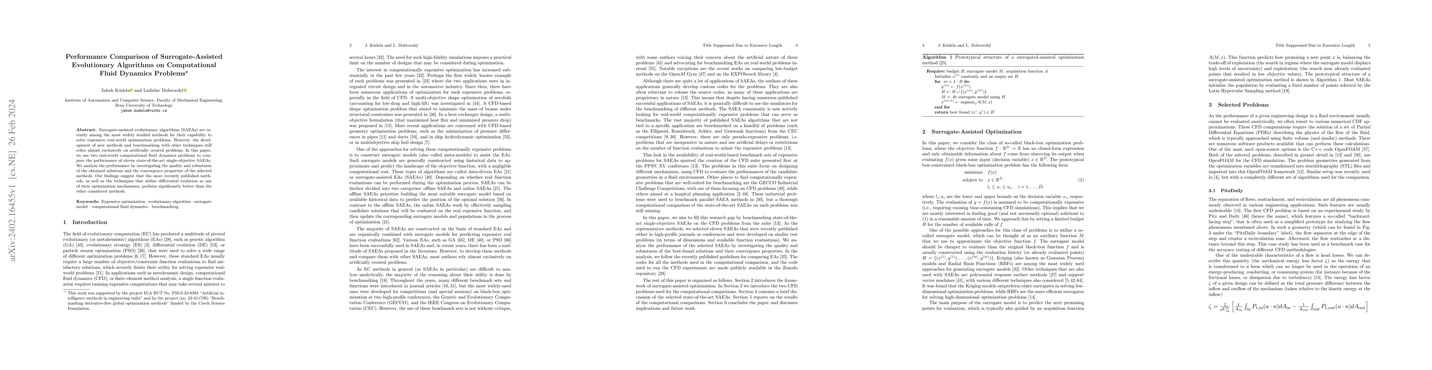 Thumbnail for Performance Comparison of Surrogate-Assisted Evolutionary Algorithms on
  Computational Fluid Dynamics Problems