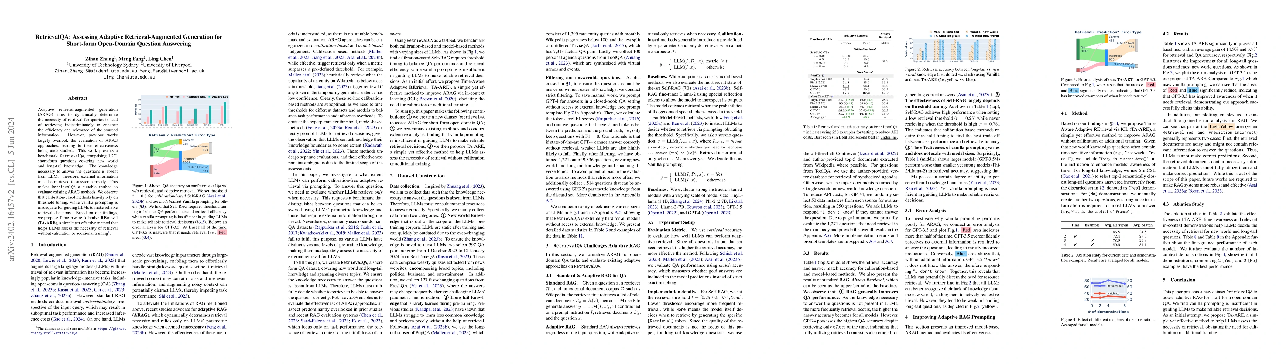 Thumbnail for RetrievalQA: Assessing Adaptive Retrieval-Augmented Generation for
  Short-form Open-Domain Question Answering