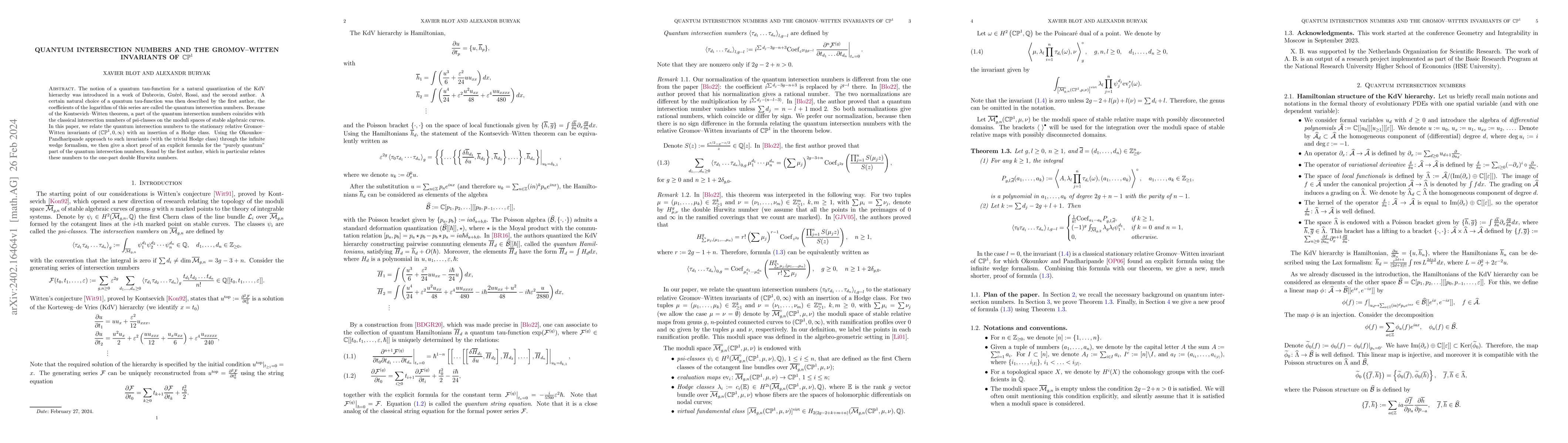 Thumbnail for Quantum intersection numbers and the Gromov-Witten invariants of
  $\mathbb{CP}^1$