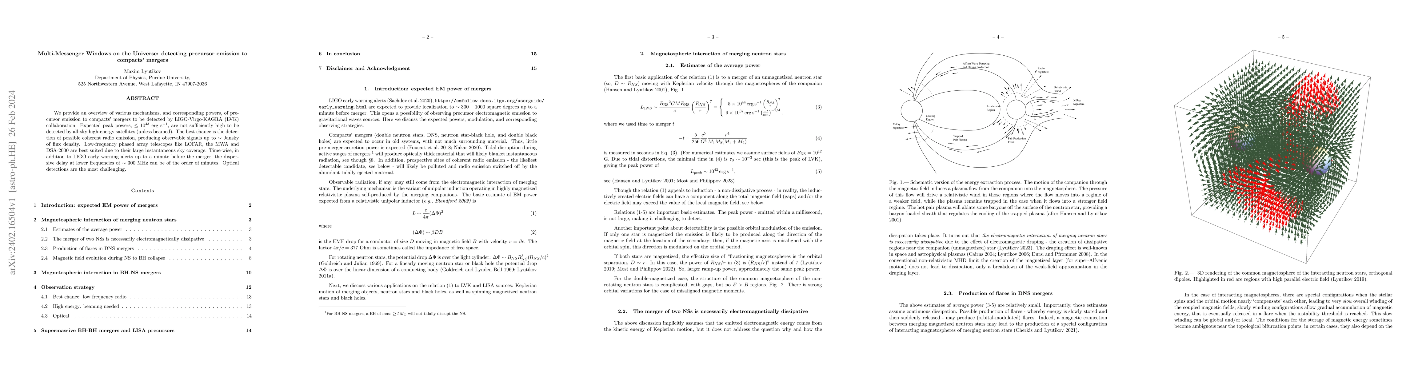 Thumbnail for Multi-Messenger Windows on the Universe: detecting precursor emission to
  compacts' mergers