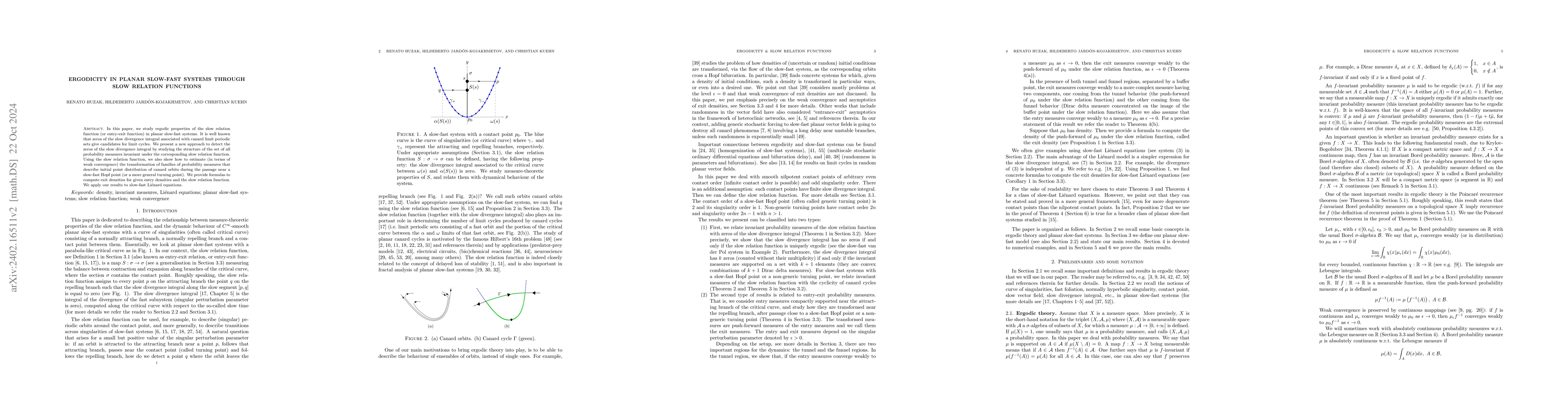 Thumbnail for Ergodicity in planar slow-fast systems through slow relation functions