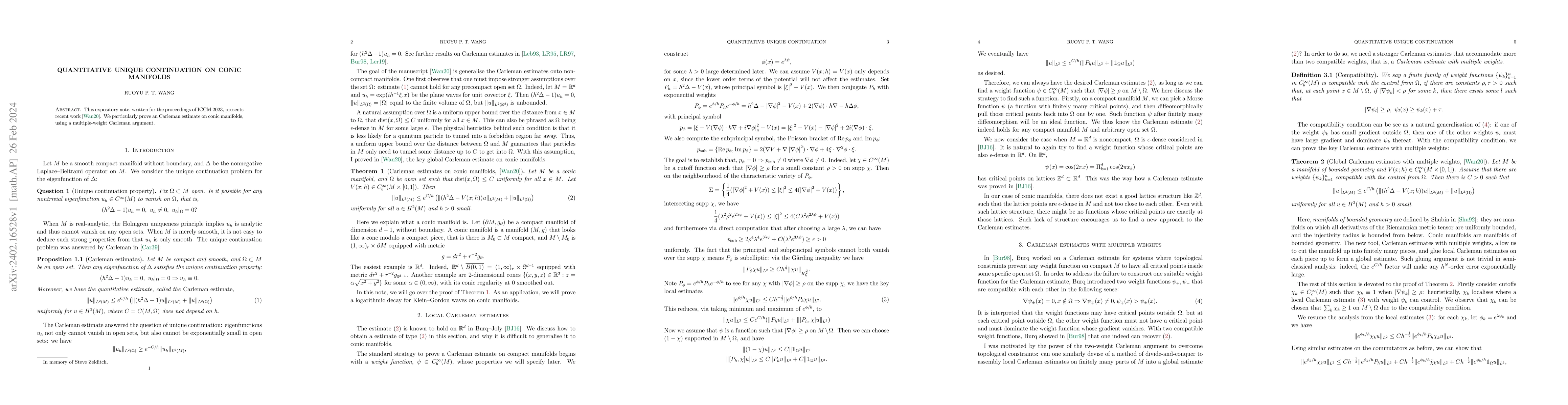 Thumbnail for Quantitative unique continuation on conic manifolds