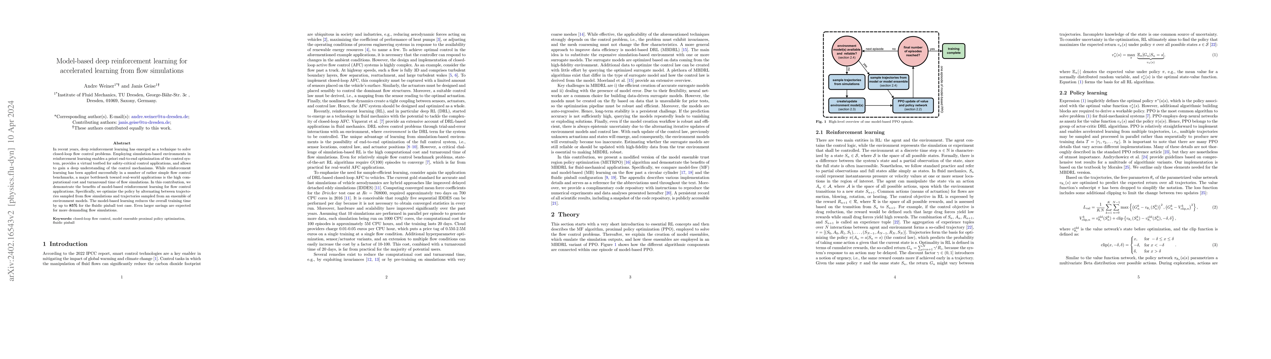 Thumbnail for Model-based deep reinforcement learning for accelerated learning from
  flow simulations