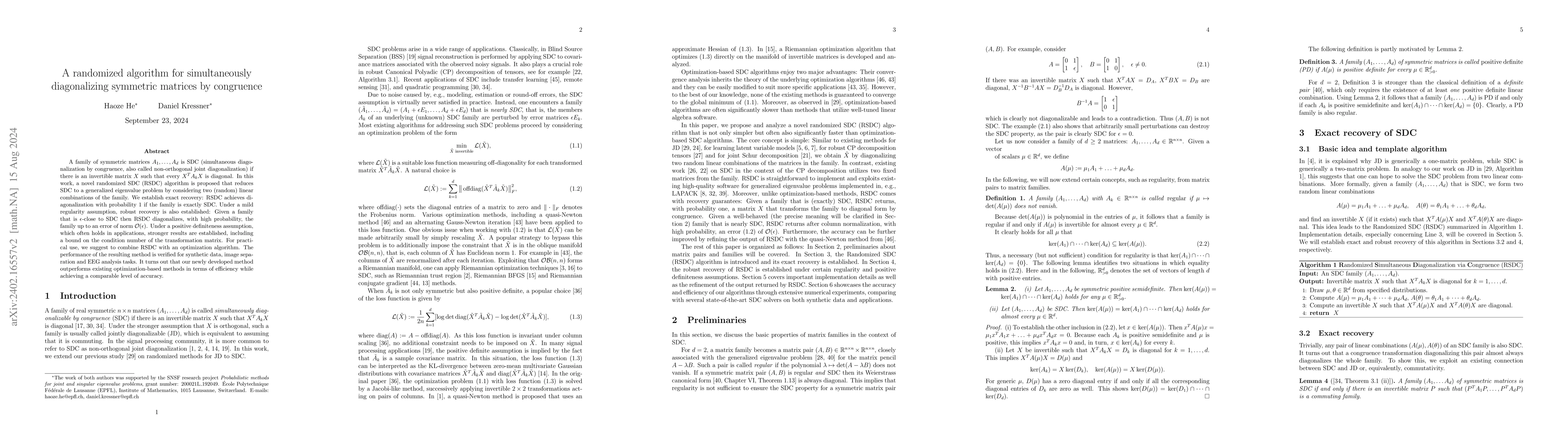 Thumbnail for A randomized algorithm for simultaneously diagonalizing symmetric
  matrices by congruence