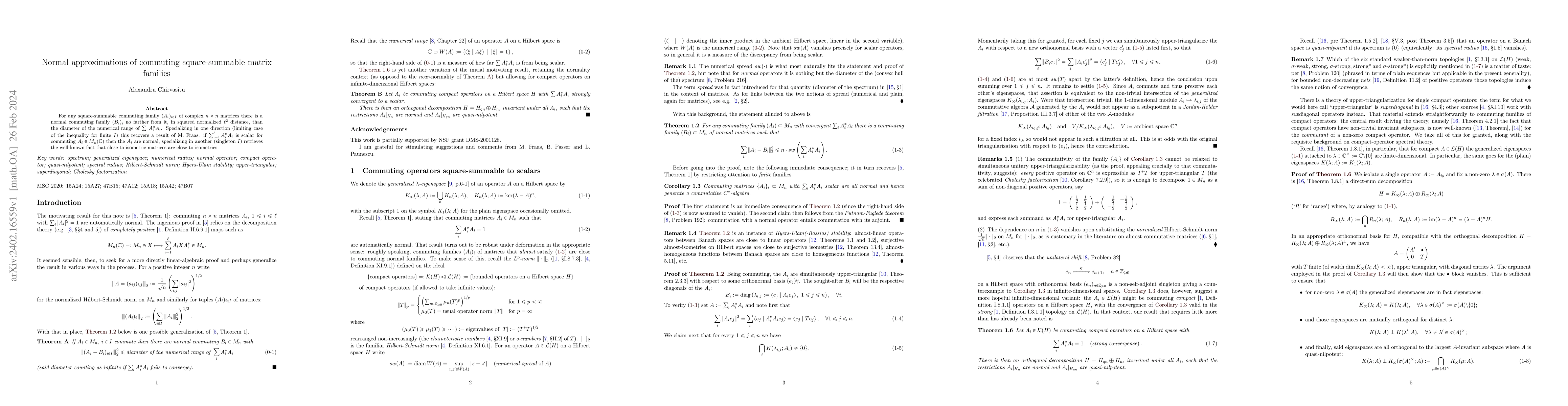 Thumbnail for Normal approximations of commuting square-summable matrix families