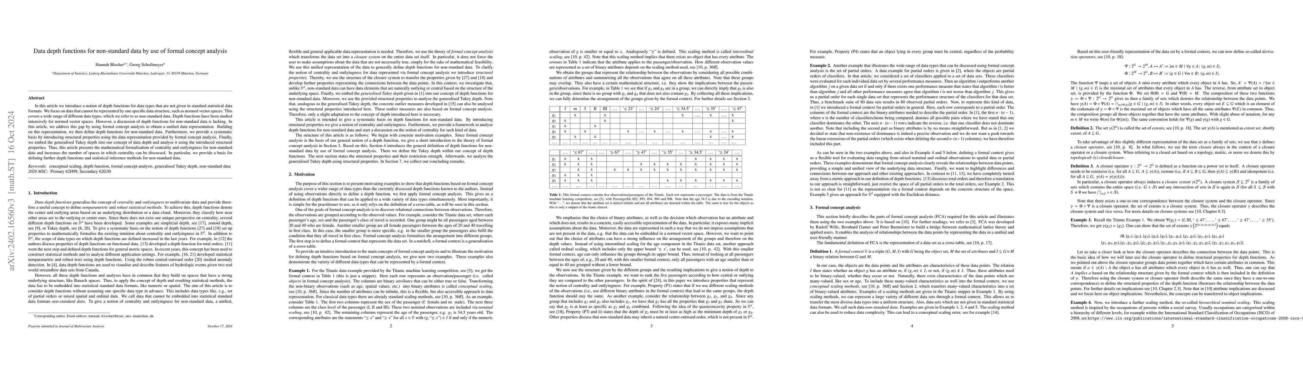 Thumbnail for Data depth functions for non-standard data by use of formal concept
  analysis