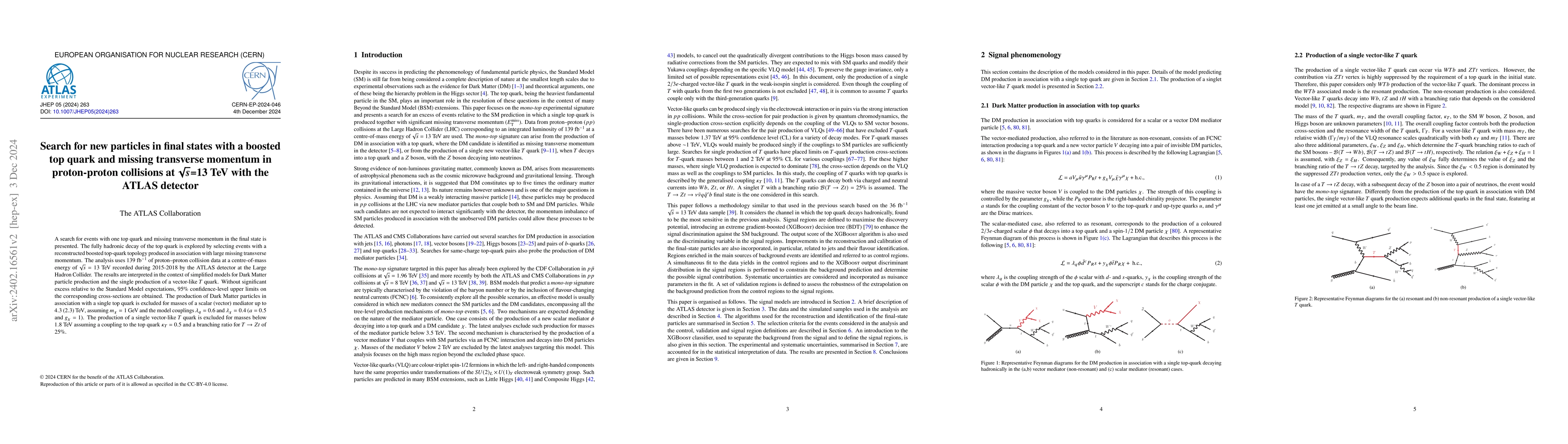 Thumbnail for Search for invisible particles produced in association with single top
  quarks in proton-proton collisions at $\sqrt{s}$=13 TeV with the ATLAS
  detector