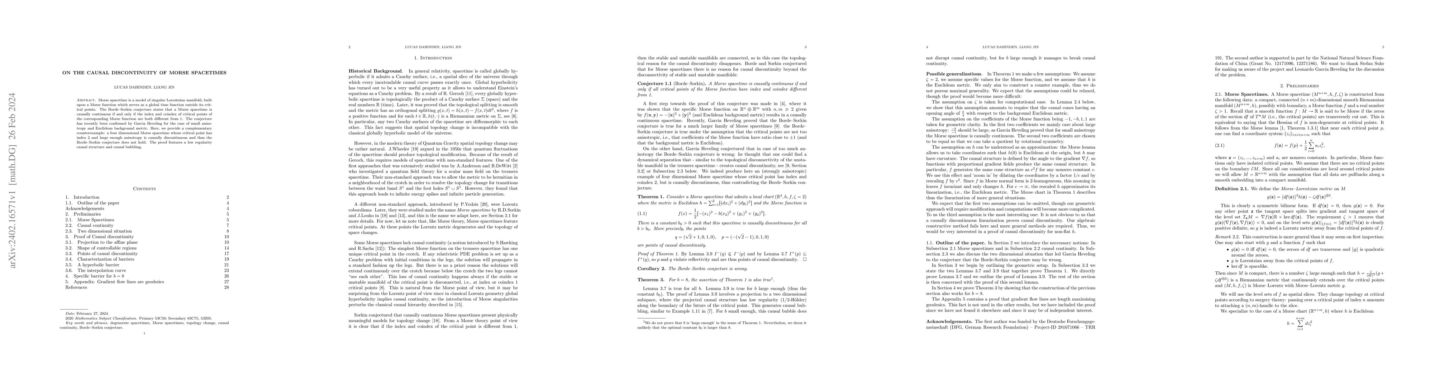 Thumbnail for On the causal discontinuity of Morse spacetimes