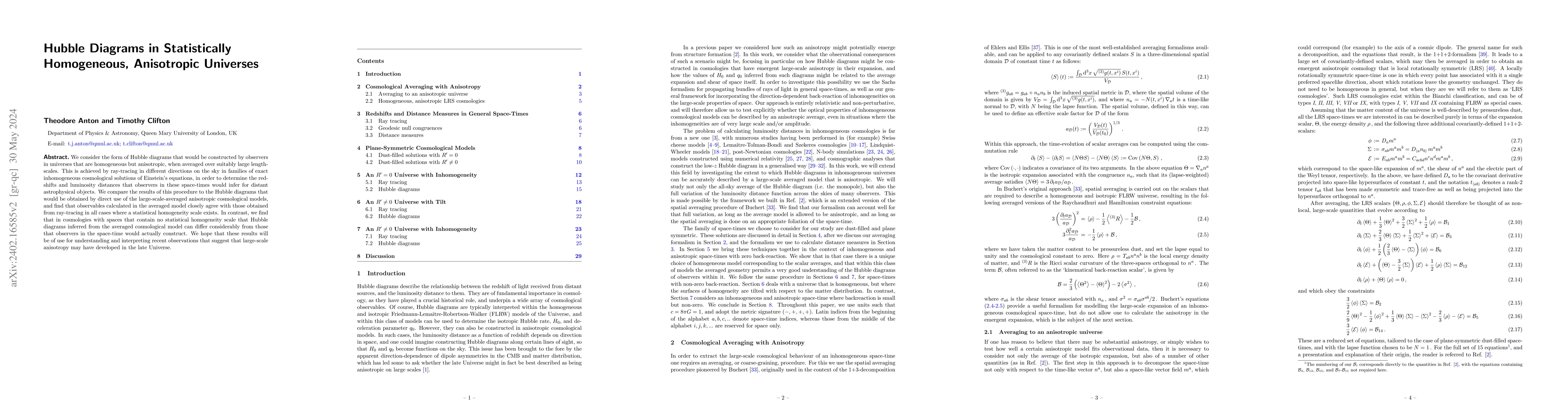 Thumbnail for Hubble Diagrams in Statistically Homogeneous, Anisotropic Universes