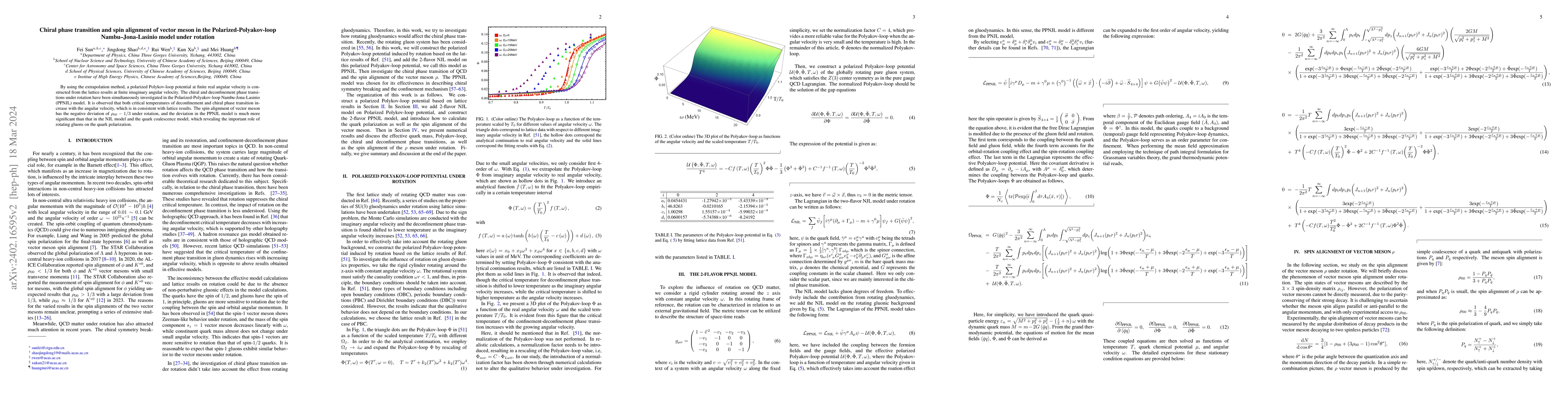Thumbnail for Chiral phase transition and spin alignment of vector meson in the
  Polarized-Polyakov-loop Nambu-Jona-Lasinio model under rotation