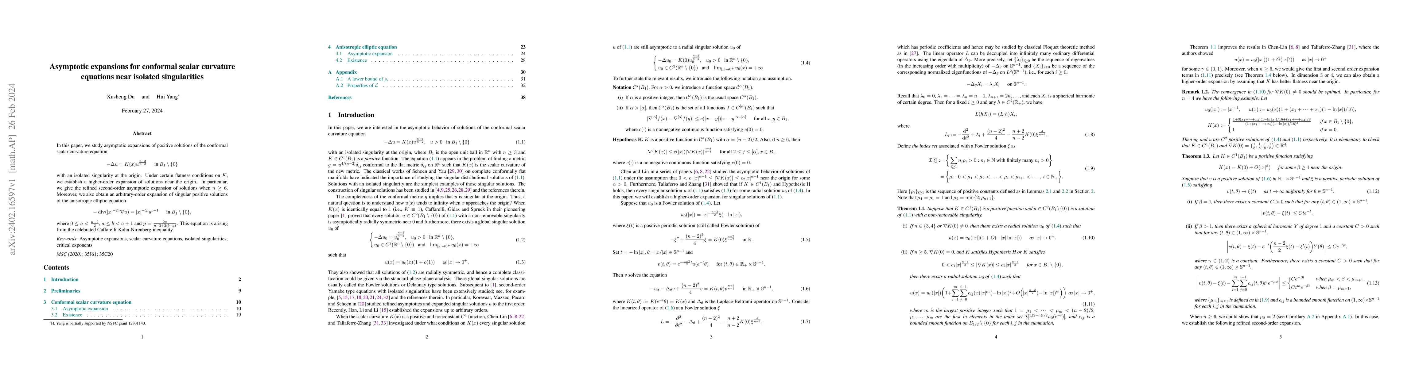 Thumbnail for Asymptotic expansions for conformal scalar curvature equations near
  isolated singularities