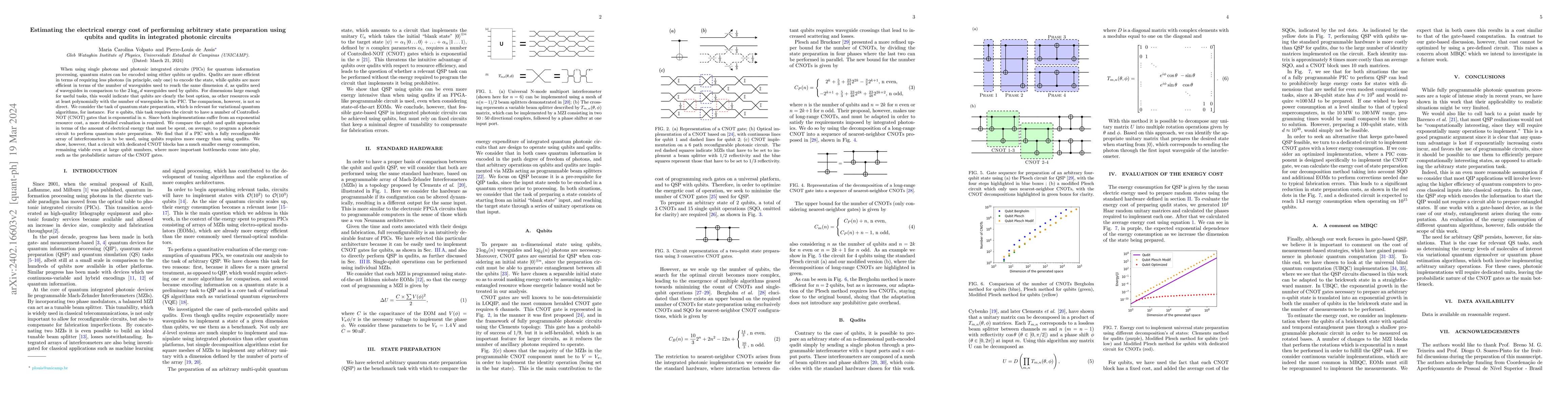 Thumbnail for Estimating the electrical energy cost of performing arbitrary state
  preparation using qubits and qudits in integrated photonic circuits
