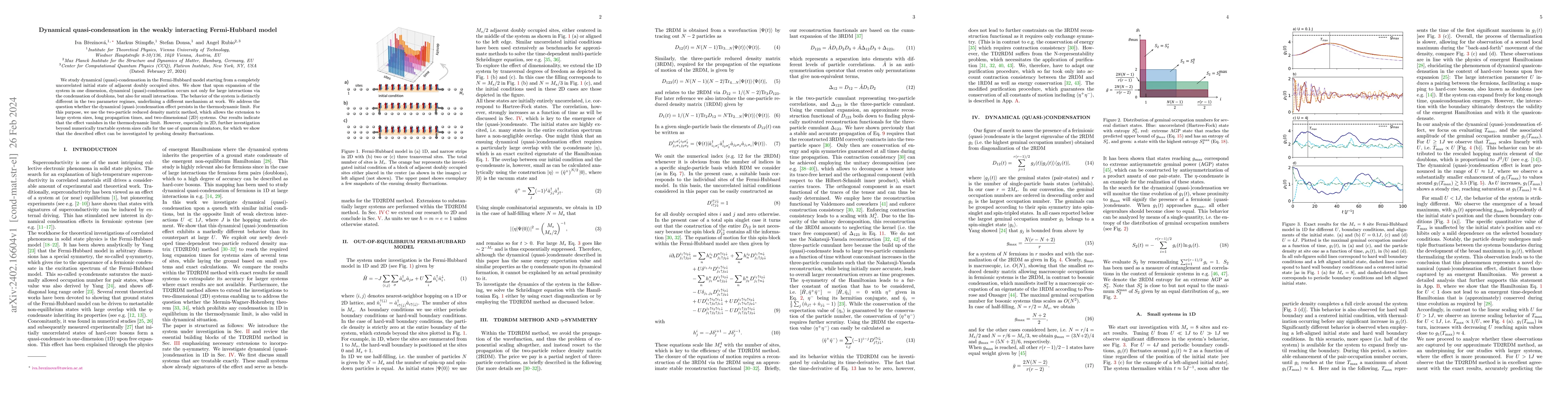 Thumbnail for Dynamical quasi-condensation in the weakly interacting Fermi-Hubbard
  model