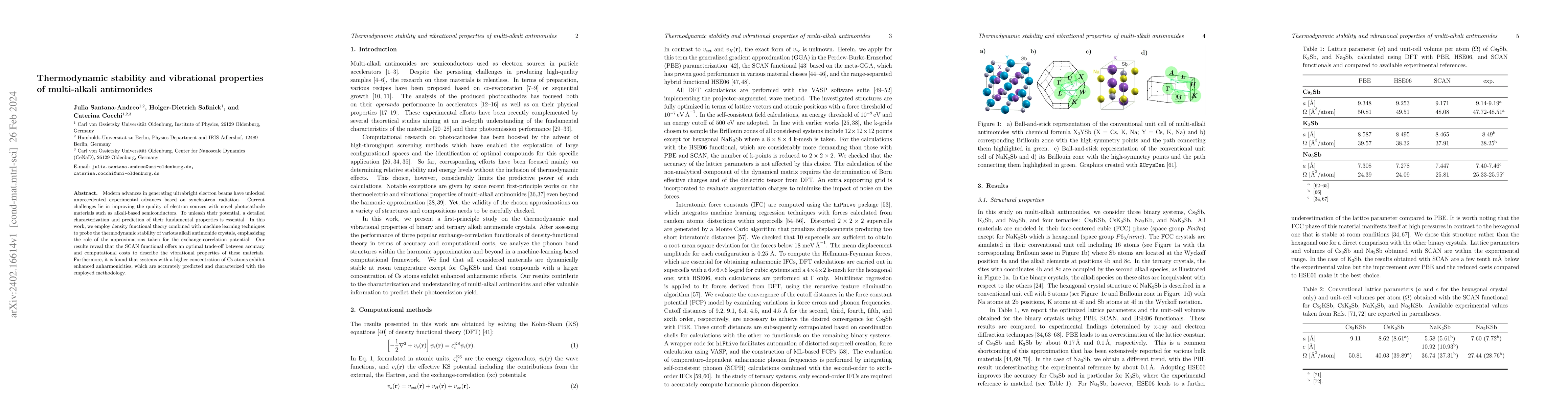 Thumbnail for Thermodynamic stability and vibrational properties of multi-alkali
  antimonides