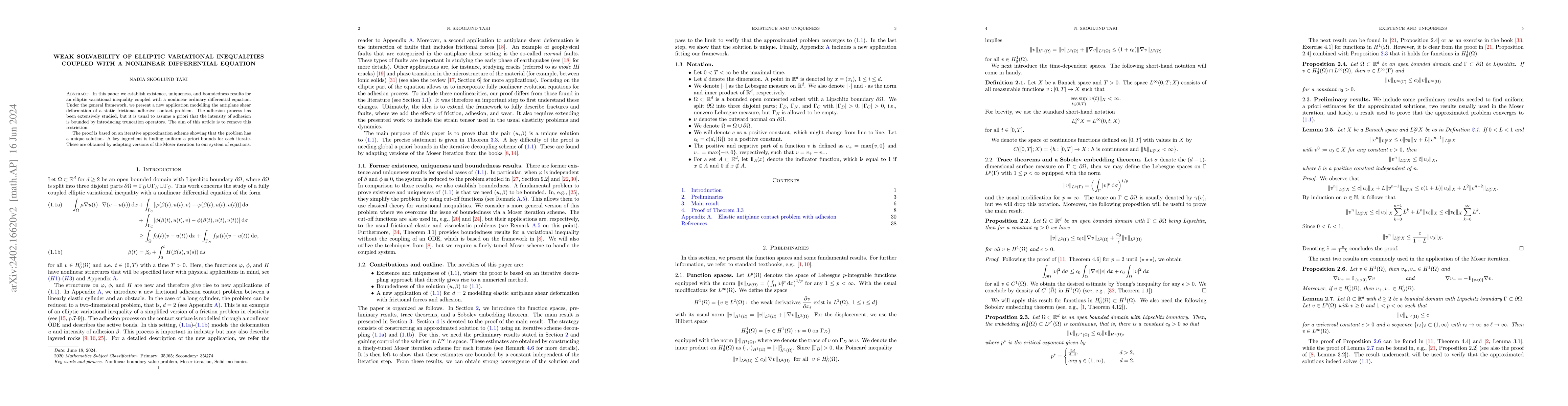 Thumbnail for Weak solvability of elliptic variational inequalities coupled with a
  nonlinear differential equation