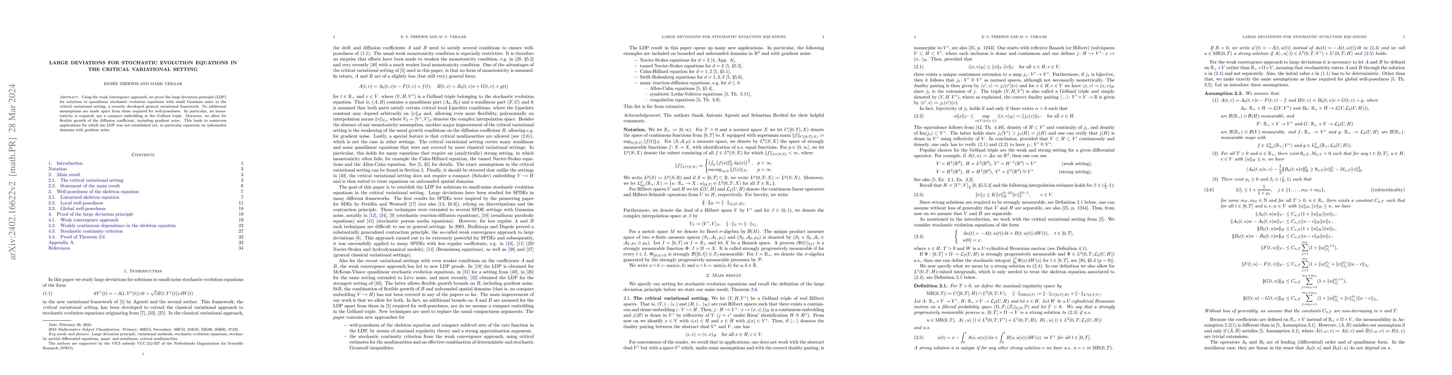 Thumbnail for Large Deviations for Stochastic Evolution Equations in the Critical
  Variational Setting