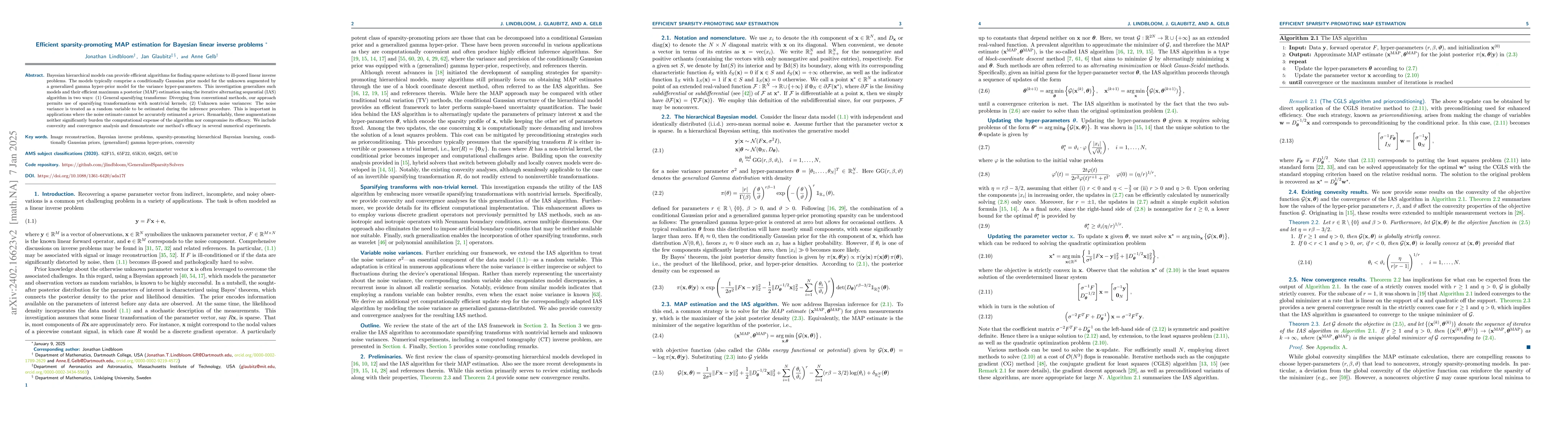 Thumbnail for Generalized sparsity-promoting solvers for Bayesian inverse problems:
  Versatile sparsifying transforms and unknown noise variances