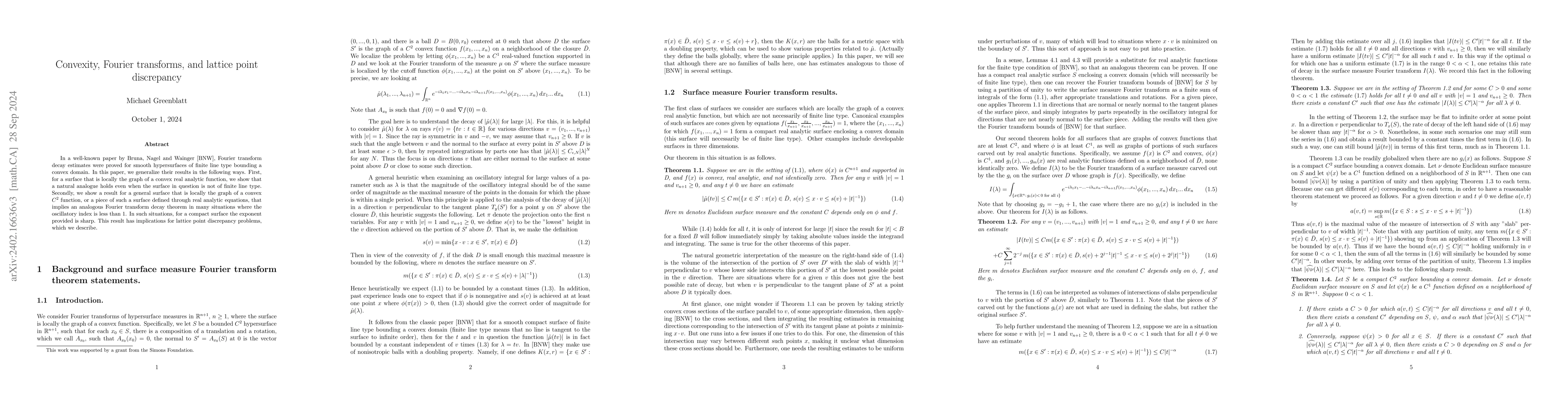 Thumbnail for Convexity, Fourier transforms, and lattice point discrepancy