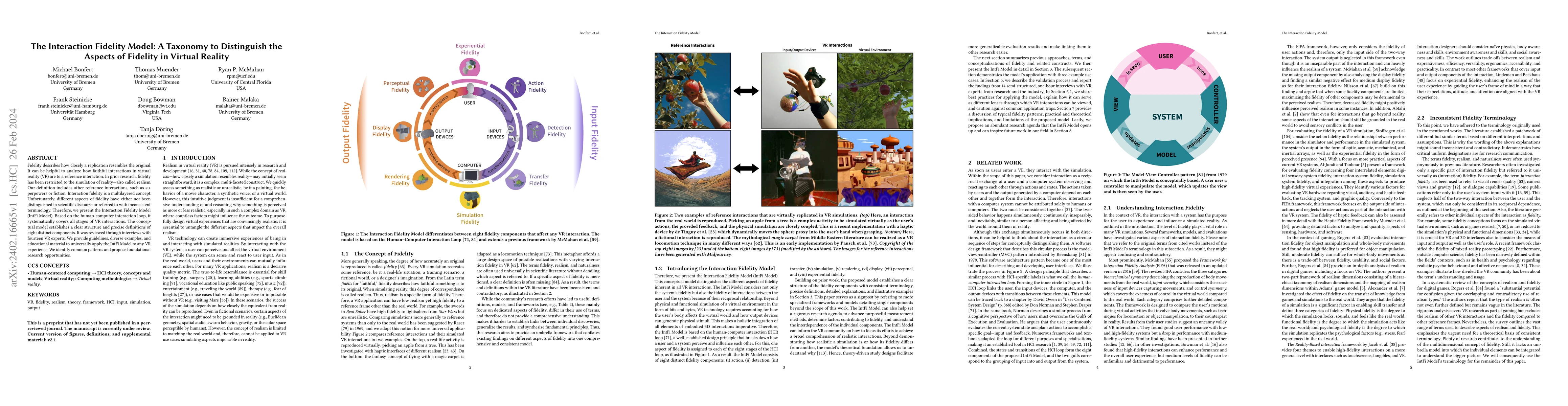 Thumbnail for The Interaction Fidelity Model: A Taxonomy to Distinguish the Aspects of
  Fidelity in Virtual Reality