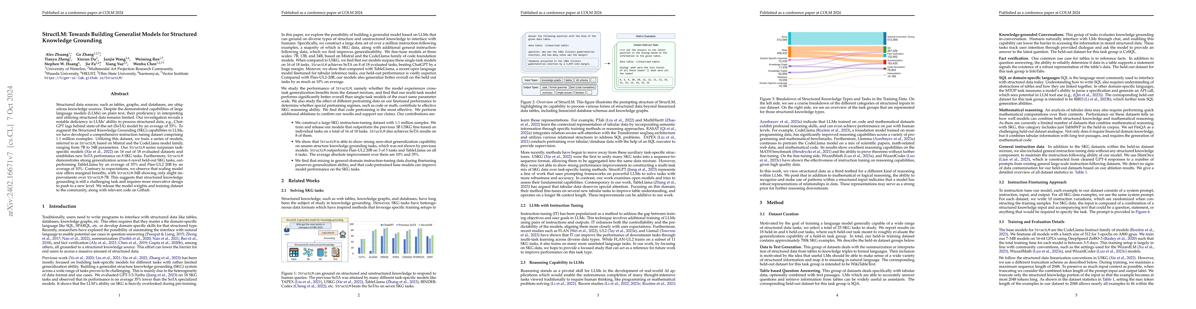 Thumbnail for StructLM: Towards Building Generalist Models for Structured Knowledge
  Grounding