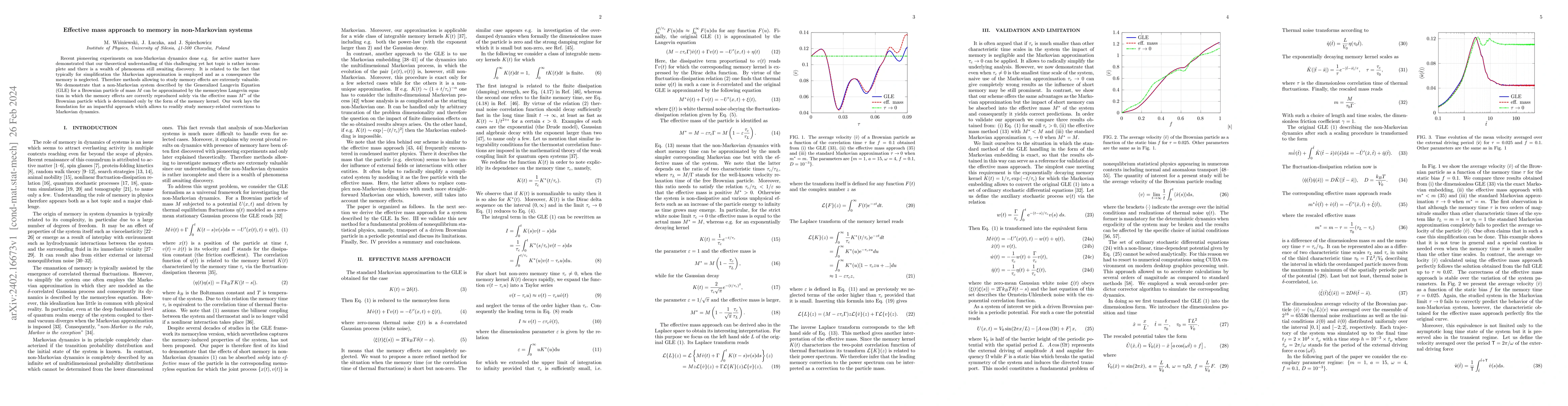 Thumbnail for Effective mass approach to memory in non-Markovian systems