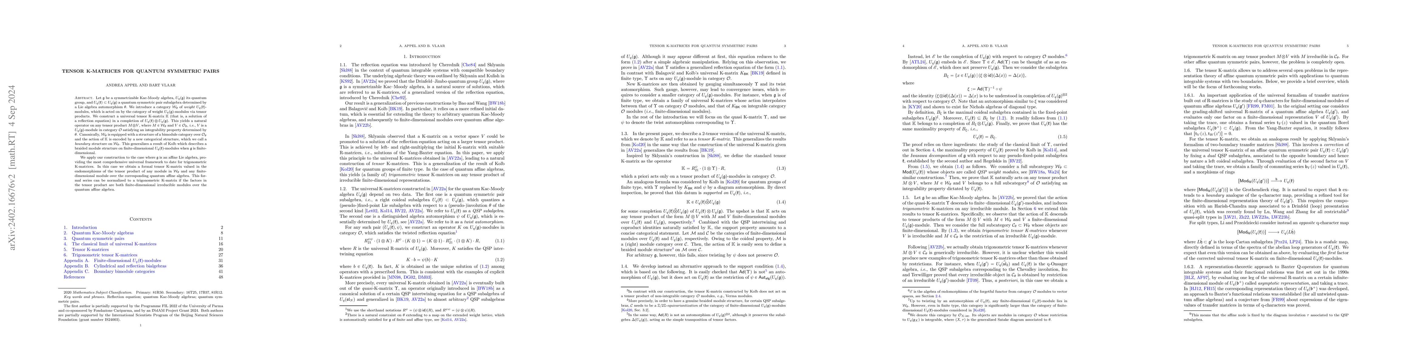 Thumbnail for Tensor K-matrices for quantum symmetric pairs