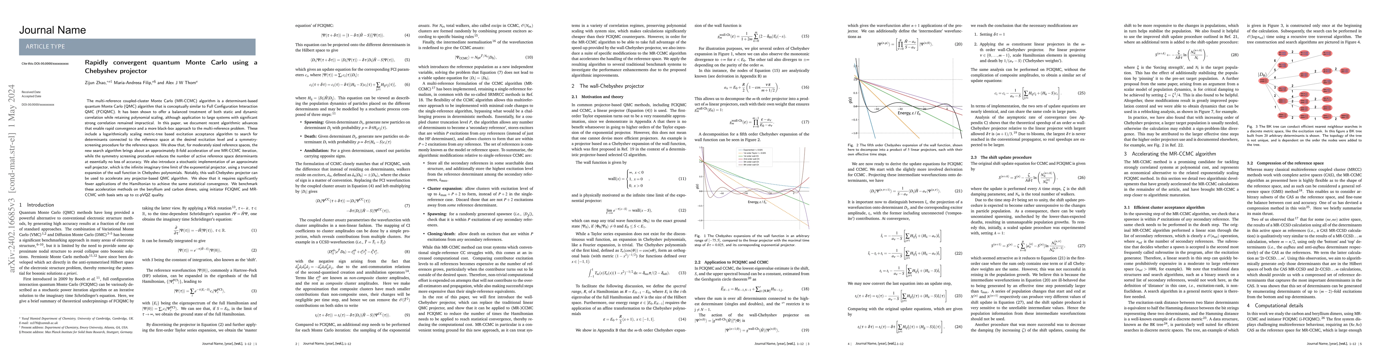 Thumbnail for Rapidly convergent quantum Monte Carlo using a Chebyshev projector