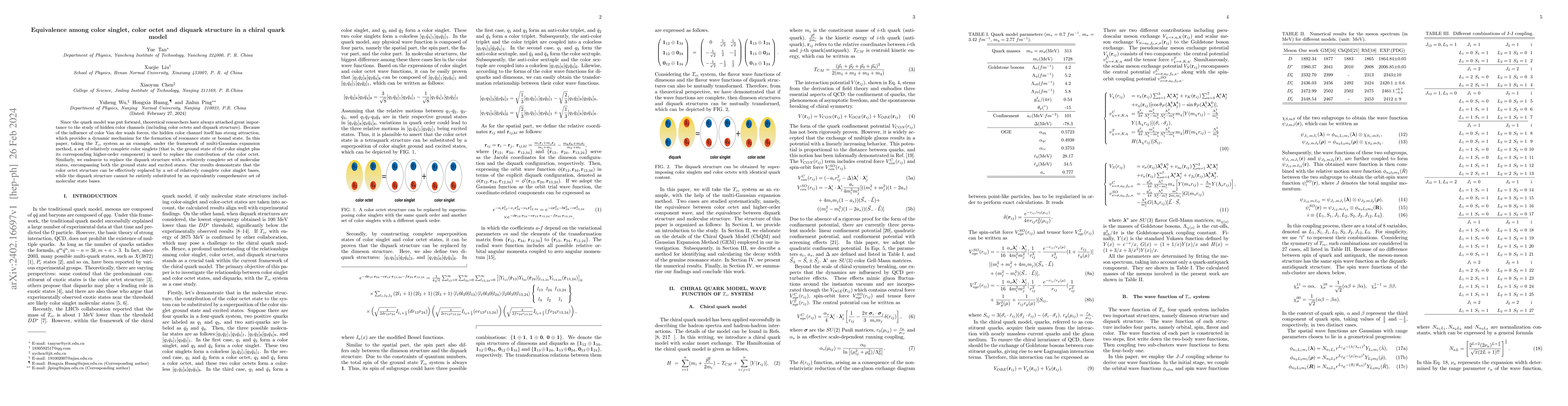 Thumbnail for Equivalence among color singlet, color octet and diquark structure in a
  chiral quark model