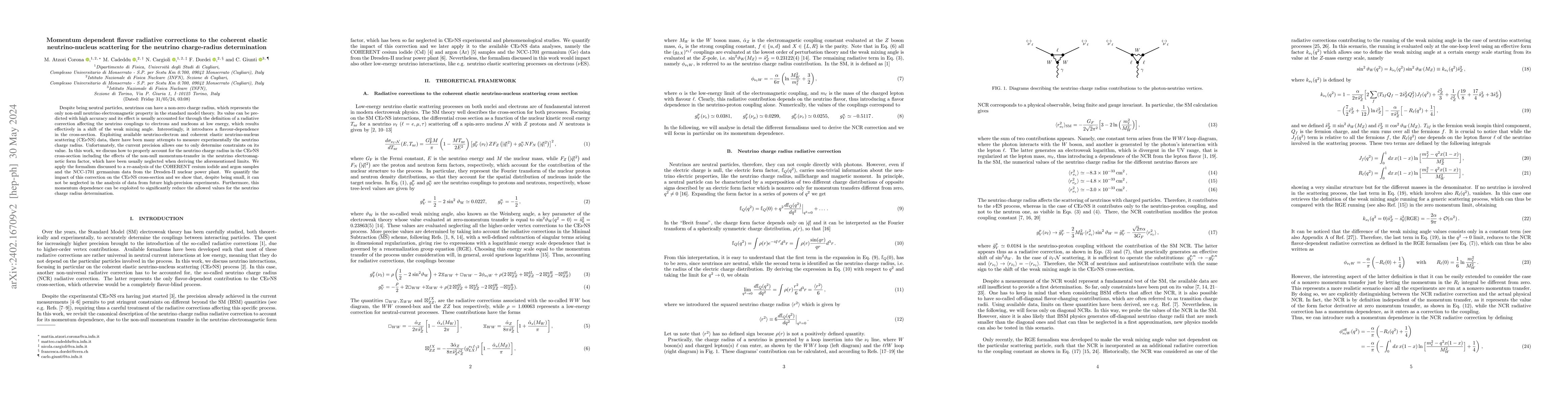 Thumbnail for Momentum dependent flavor radiative corrections to the coherent elastic
  neutrino-nucleus scattering for the neutrino charge-radius determination