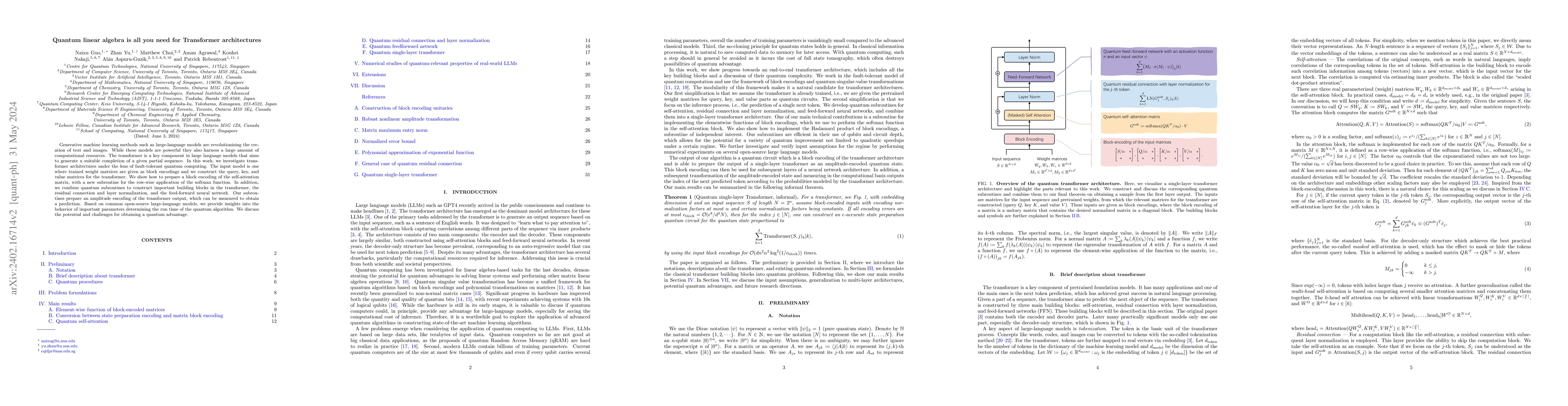 Thumbnail for Quantum linear algebra is all you need for Transformer architectures