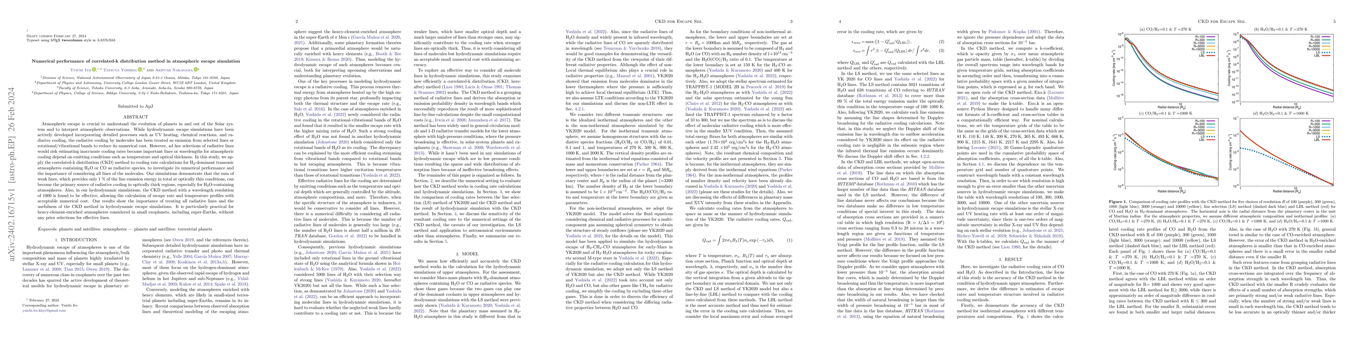 Thumbnail for Numerical performance of correlated-k distribution method in atmospheric
  escape simulation