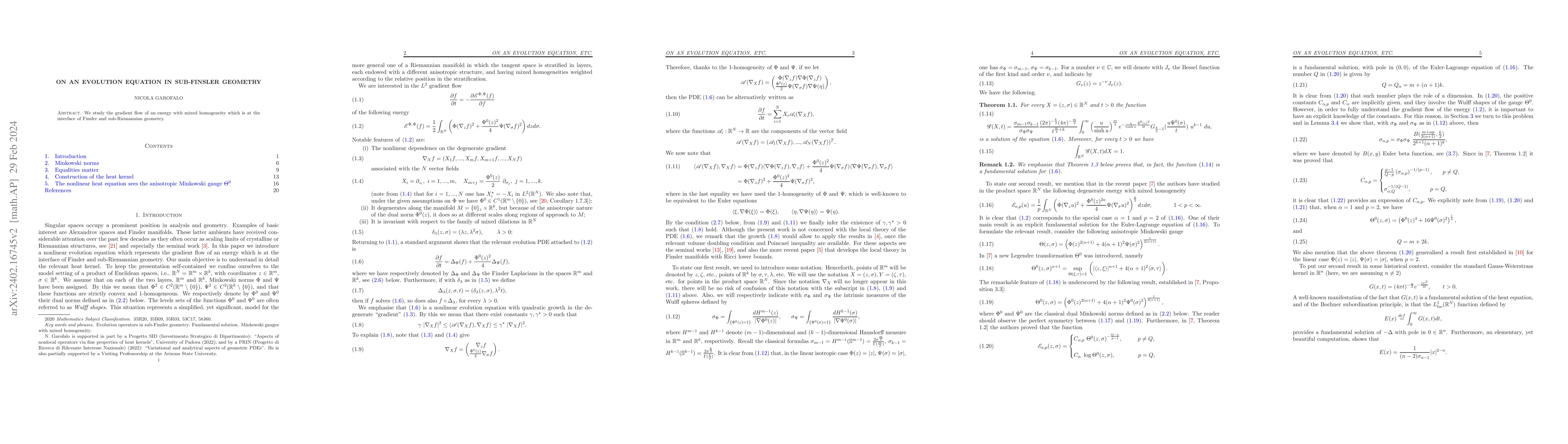 Thumbnail for On an evolution equation in sub-Finsler geometry