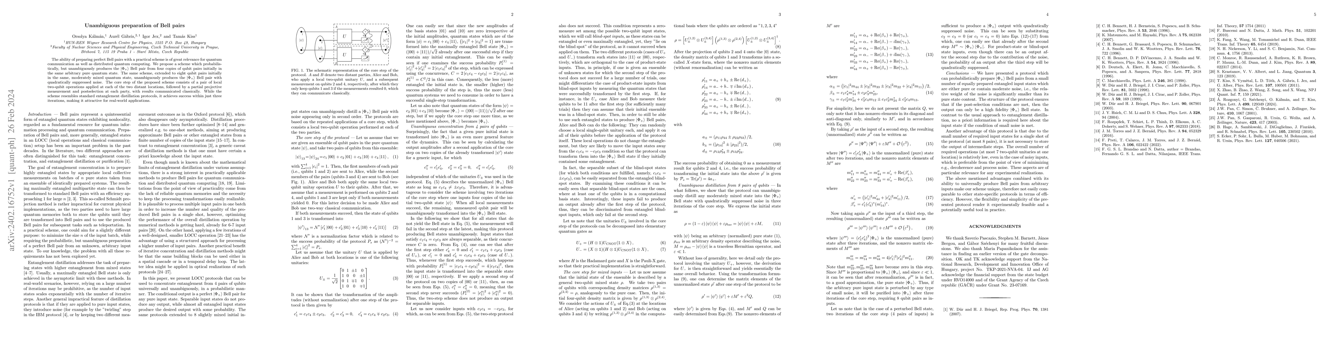 Thumbnail for Unambiguous preparation of Bell pairs