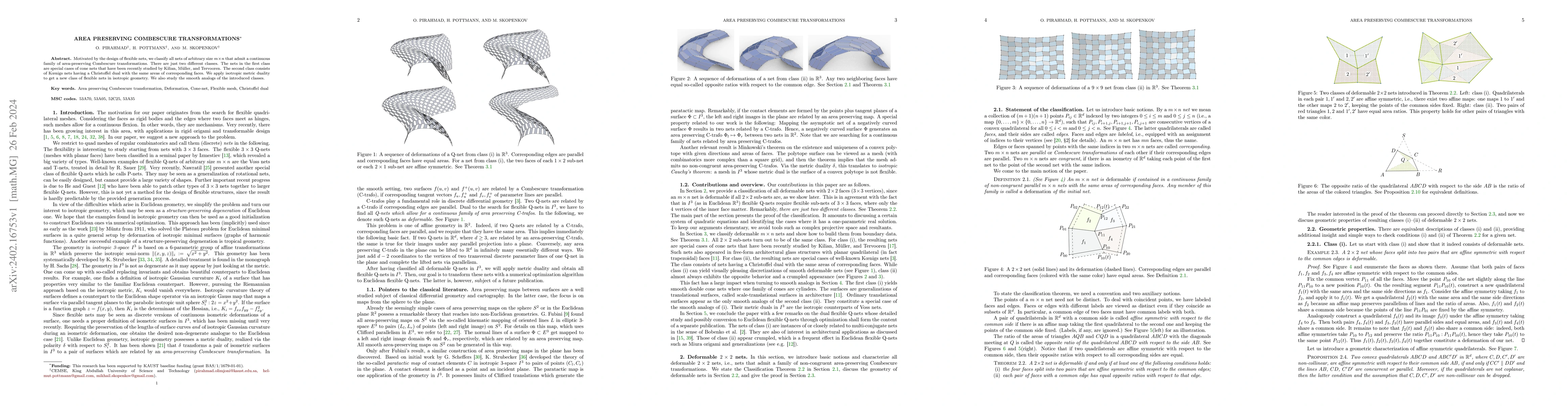 Thumbnail for Area preserving Combescure transformations